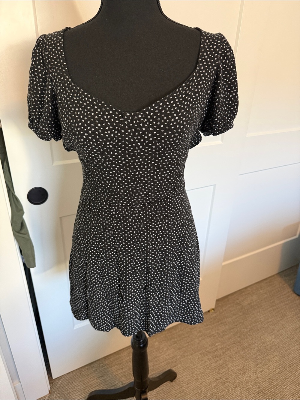 PacSun Black Mini Dress with White Microdot Pattern